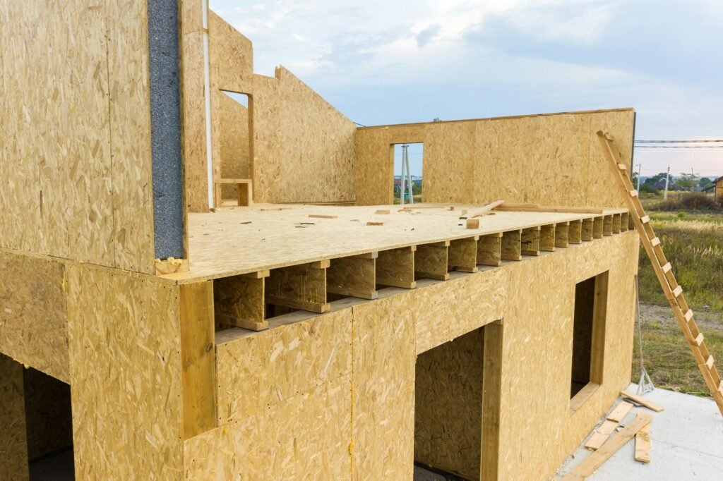 Construction of new and modern modular house.